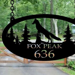 Metal Fox Address evergreen sign