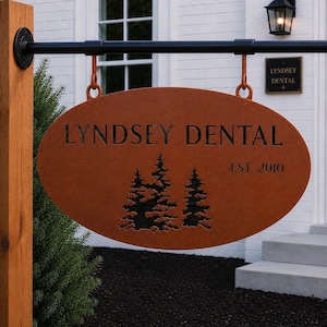 Personalized Sign Evergreen Tree Custom Door Plaque Oval Metal Address Sign Outdoor Family Name Marker Entrance Rustic Home Wall Gift Realto auburn acid