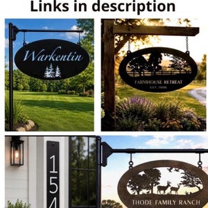Personalized Sign Evergreen Tree Custom Door Plaque Oval Metal Address Sign Outdoor Family Name Marker Entrance Rustic Home Wall Gift Realto image 19