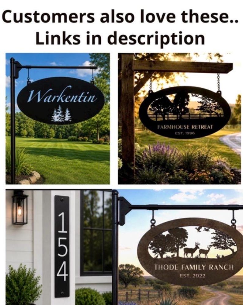 Personalized Sign Evergreen Tree Custom Door Plaque Oval Metal Address Sign Outdoor Family Name Marker Entrance Rustic Home Wall Gift Realto image 19