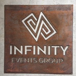 2 ft metal logo  sign in copper patina or black