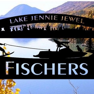 Metal SKI BOAT sign, ski boat water skiing sign, wakeboard boat sign