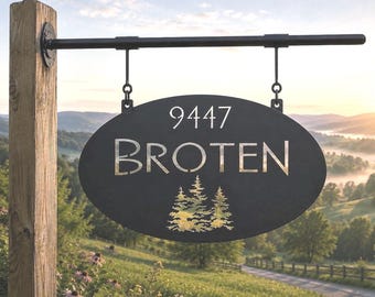 Custom Address Sign Dad Gift Grandparent Present Front Door House Number Metal Plaque Outdoor Display Home Entrance Family Name