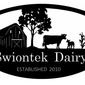 Metal DAIRY Sign with  barn ,cow,corn stalks scene customized with your name