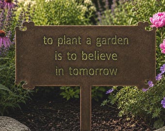 Garden Quote Sign Landscape Art Metal Stake Yard Display Outdoor Motivation Belief Tomorrow Plant Marker Steel