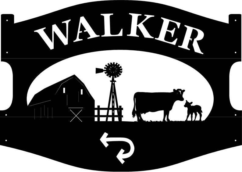 BARN COW Sign Windmill ranch brand Metal FARM Sign