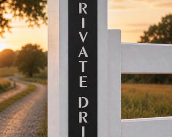 Private Drive Sign Metal Driveway Marker Vertical Entrance Plaque No Trespassing Sign Outdoor Property Post Steel Sign Residential
