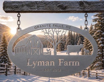 Metal Farm Sign Cow Personalized Ranch Husband Gift Custom Livestock Cattle Homestead Barn Sign Rustic Farmhouse Wall Art Outdoor Name Panel