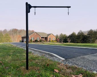 Metal Sign Post Hanger Bracket Yard Display Stand Outdoor Steel Holder Galvanized Powder Coated Black Driveway Entrance