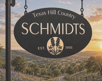 Personal Sign Metal Address Bluebonnet Texas Gift Dad Christmas Farmer Ranch Wall Art Oval Custom Steel Outdoor Entrance Display