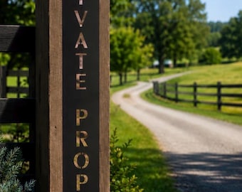 Private Property Sign No Trespassing Metal Warning Steel Vertical Outdoor Gate Entrance Driveway Marker Keep Out Notice Black Powder Coated