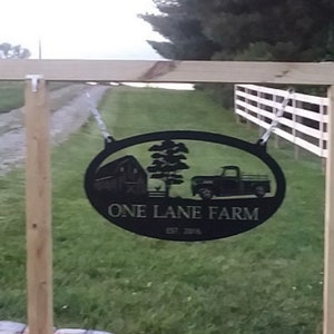 Metal FARM sign BARN Old Truck with your name