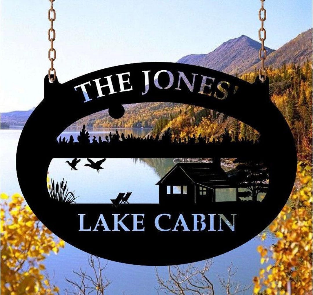 Lake Cabin Sign Metal Wall Art Personalized Fisherman Sign Custom Dad ...