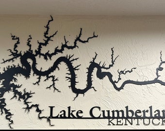Mapa do Lago Cumperland em arte em metal