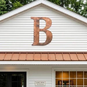 Metal Letter Sign Huge Metal Monogram Outdoor Rustic Initial Farmhouse Alphabet Wall Typography Industrial Building Marker Custom Home