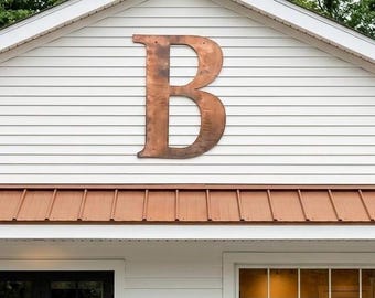Metal Letter Sign Huge Metal Monogram Outdoor Rustic Initial Farmhouse Alphabet Wall Typography Industrial Building Marker Custom Home