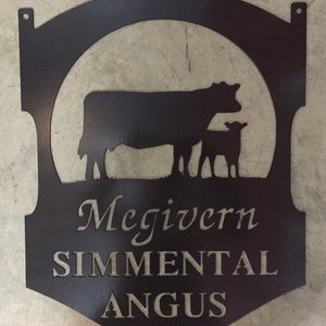 Metal COW CALF sign , cow farm sign, laser cut cow calf sign, cow address sign