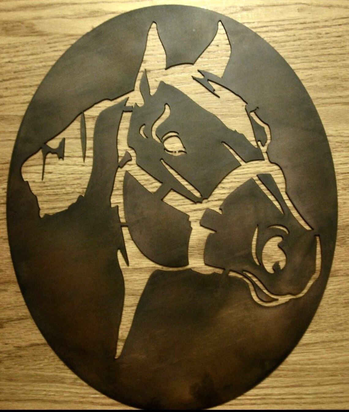 Metal Horse Head in Oval Shape With Bronzed Finish Etsy