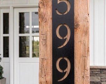 Metal House Number Vertical Address Sign Custom Outdoor Plaque Modern Home Entrance Wall Mounted Door Marker Personalized Street Digit