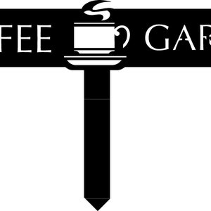 COFFEE GARDEN SIGN en estaca, letrero de jardín de café de metal