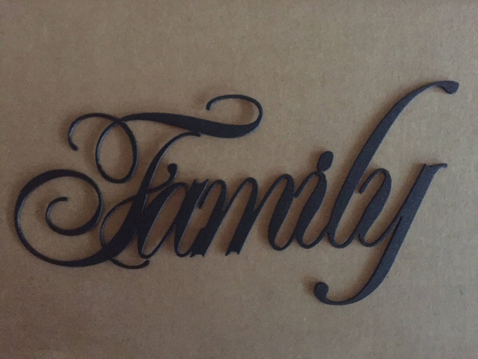 Metal Word FAMILY in Baked on Black Texture Powdercoat Etsy