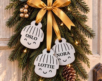 Weihnachtsbaumschmuck aus Metall für Kinder, rustikales Weihnachtsgeschenk, personalisiertes Geschenk für Kinder, handgefertigtes Erinnerungsstück aus Stahl