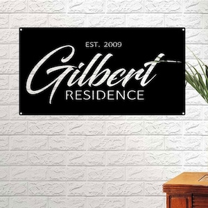 Metal Family Name Sign ,laser cut name sign, silver or black powder coat 2ft