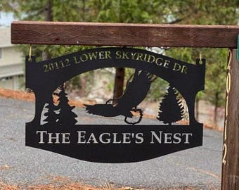 Custom Address Sign Metal Property Name Marker Personal Eagle Design Dad Gift Christmas Homeowner Present Personalized Entrance Yard Display