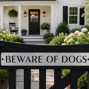 Beware Dog Sign Metal Warning Outdoor Gate Security Yard Protection Bronze Patina Plaque Keep Off Property Alert Owner Gift