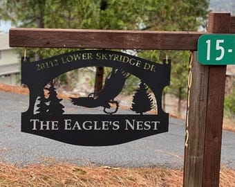 Custom Address Sign Metal Property Name Marker Personal Eagle Design Dad Gift Christmas Homeowner Present Personalized Entrance Yard Display