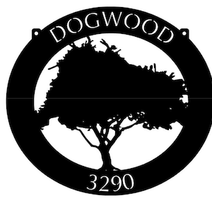Custom metal sign with tree in round frame