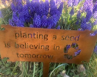 Landscape Sign Garden Sign Coffee Garden Sign Coffee Yard Art Steel Sign Inspirational Quote Metal Stake Outdoor Plant Marker