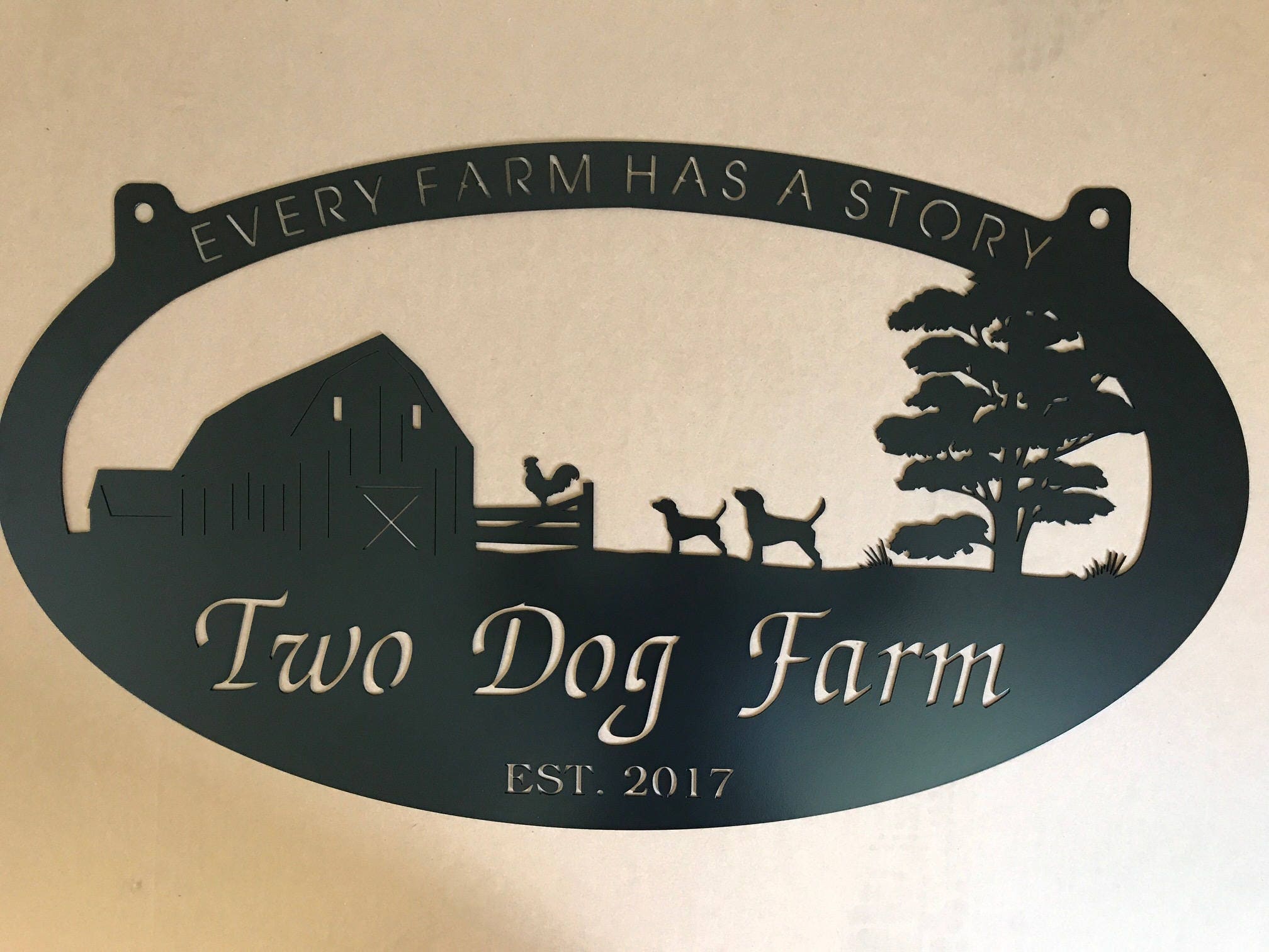 Personalized Metal Sign with Barn Chicken and Dogs Etsy
