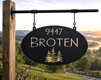 Custom Address Sign Dad Gift Grandparent Present Front Door House Number Metal Plaque Outdoor Display Home Entrance Family Name