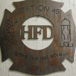 Metal firefighter plaque customized, firefighter award, firefighter sign