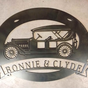 Metal CLASSIC CAR sign with classic car or Corvette