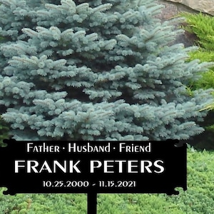 Custom metal memorial sign, in memory sign, grave marker sign, tree marker
