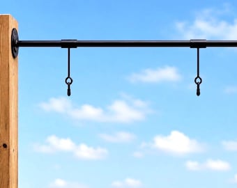 Metalen bordhouder, verstelbare muurbeugel, buitenbordhouder, reclamebordhouder, zwarte gepoedercoate stalen stang, commercieel gebruik.