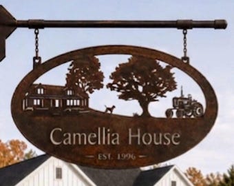 Custom Farm Sign Metal Ranch Entrance Gate Personalized Farmhouse Dad Gift Dad Christmas Gift Parent Christmas Gift Hubby Christmas Rustic