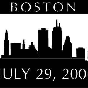 City skyline in metal, metal sign with BOSTON SKYLINE SILHOUETTE