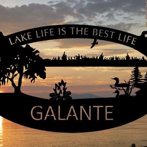 Metal lake Sign , camping lake sign ,  lake sign customized with your name