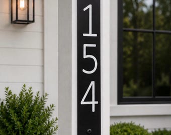 Metal House Number Modern Vertical Address Sign Custom Outdoor Plaque Modern Home Entrance Wall Mounted Door Marker Personalized