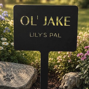 Black powder coated pet grave marker metal sign