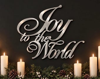 Weihnachtliche Wanddekoration aus Metall, „Joy World“, Kaminsims-Display, Stahlschild, festliche Wohnaccessoires, inspirierendes Statement-Piece
