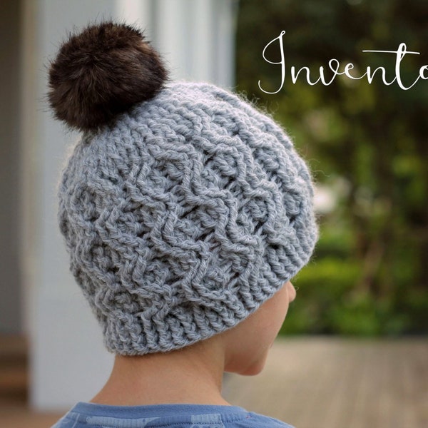 CROCHET PATTERN Cable Beanie "Aston Cable Beanie" Hats Pattern, Crochet Cables PDF trending winter beanies, luxe pom