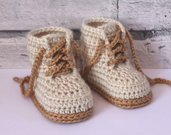 CROCHET PATTERN for Baby Boys "Combat" Boot Crochet Pattern, Beige Crochet Baby Army Boots, street shoes    English Language Only