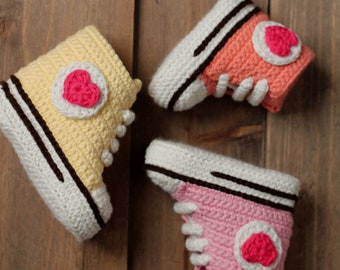 CROCHET PATTERN - "Old Skool kicks" - crochet pattern for girls hi top sneakers, crochet boot    English Language Only