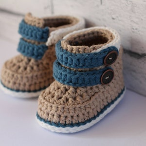 CROCHET PATTERN - "Cairo boots"  baby boys booties crochet pattern, infant crochet shoes    English Language Only