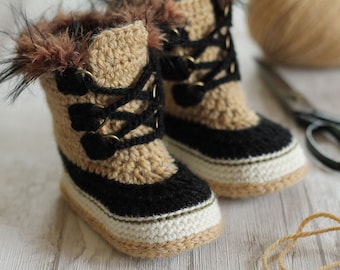 CROCHET PATTERN - "Everest" Toddler Sizes Crochet Pattern, crochet slipper pattern, winter boots,  PDF snowboots 2019