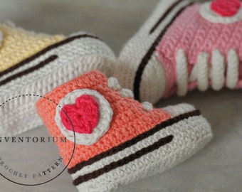 CROCHET PATTERN high top sneaker,  "Old Skool kicks" girls and boys hi top booties